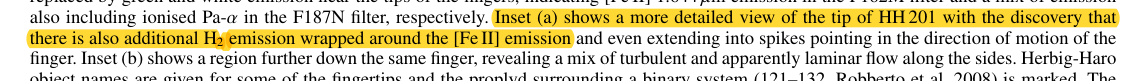 Highlighted caption text naming HH 201