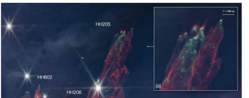 Top of Figure 12: the finger labelled HH205 with inset (a) pointing at its tip